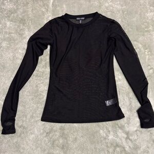 Current Mood Black Mesh Long Sleeve Top